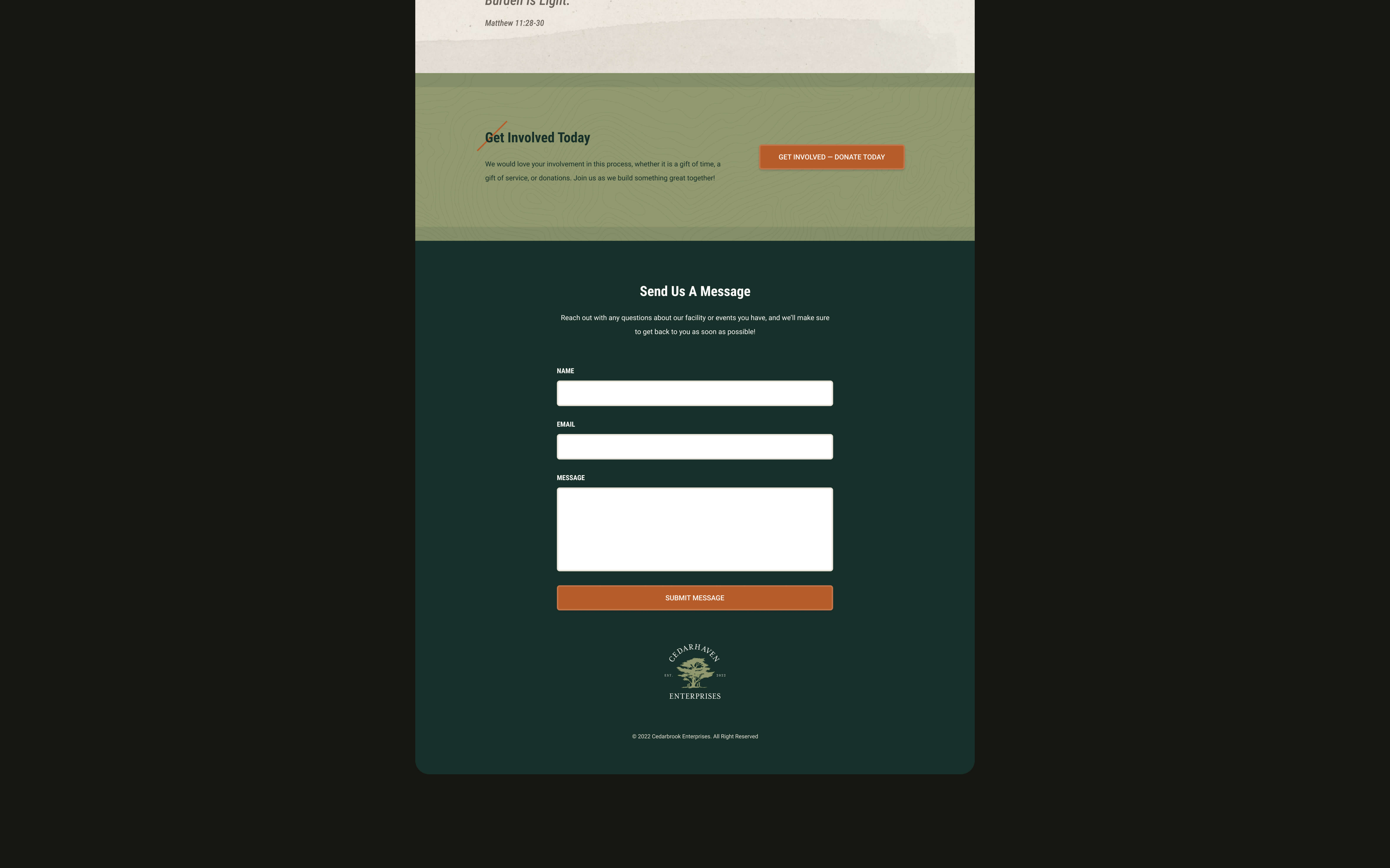 Cedarhaven Enterprises Mobile Website UI Designs