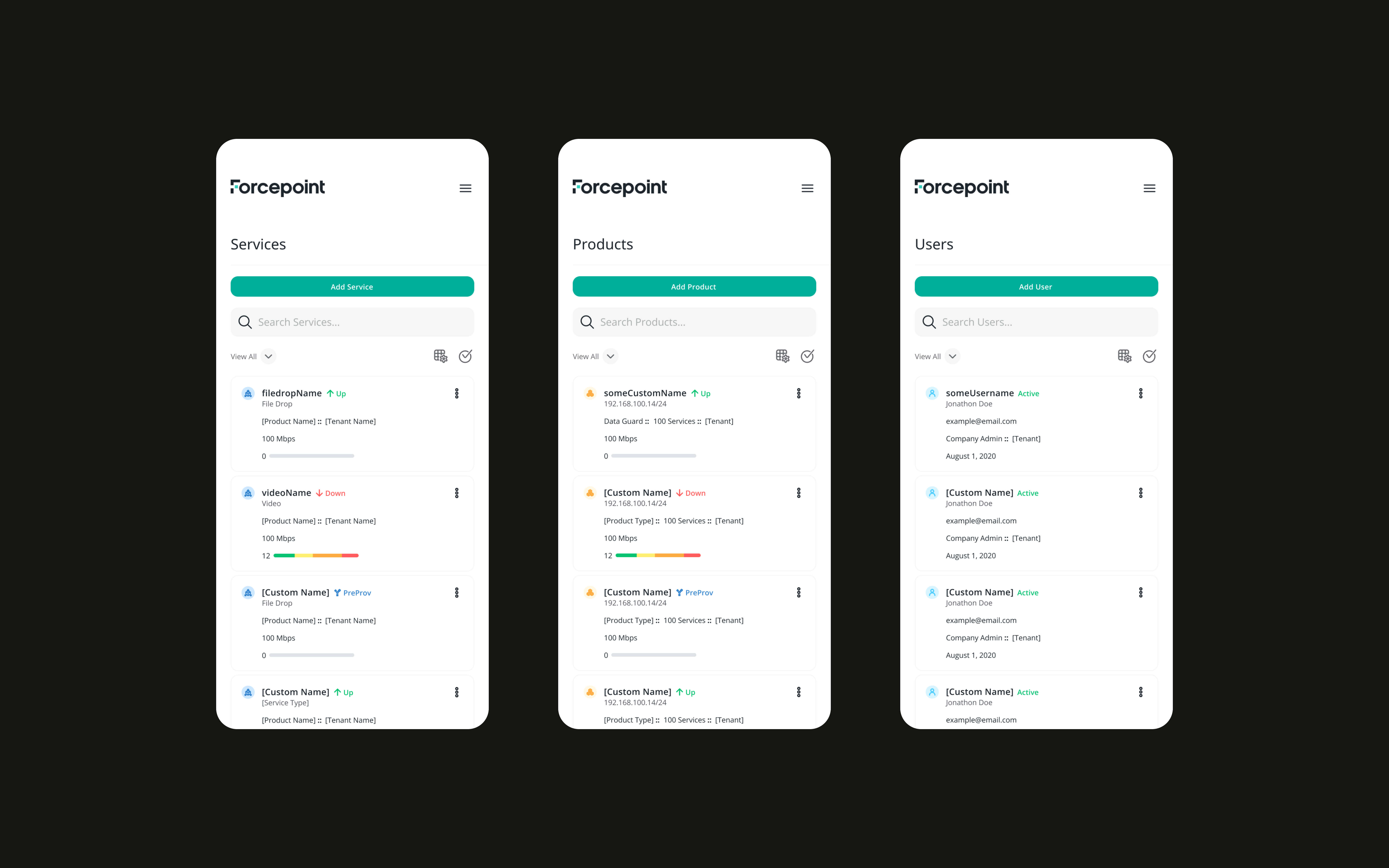 Forcepoint Mobile Website UI Designs
