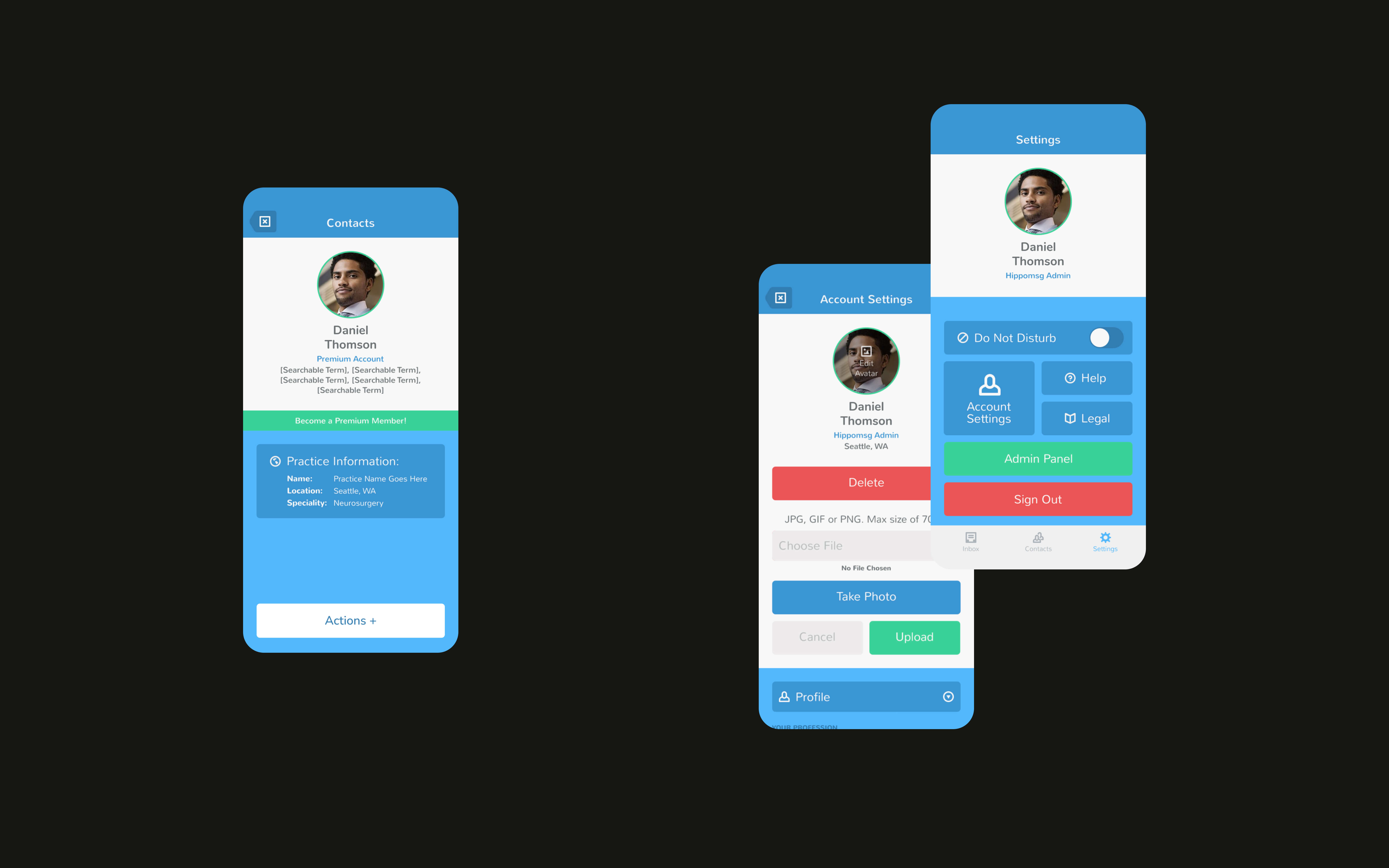 Hippomsg Mobile Application UI Design