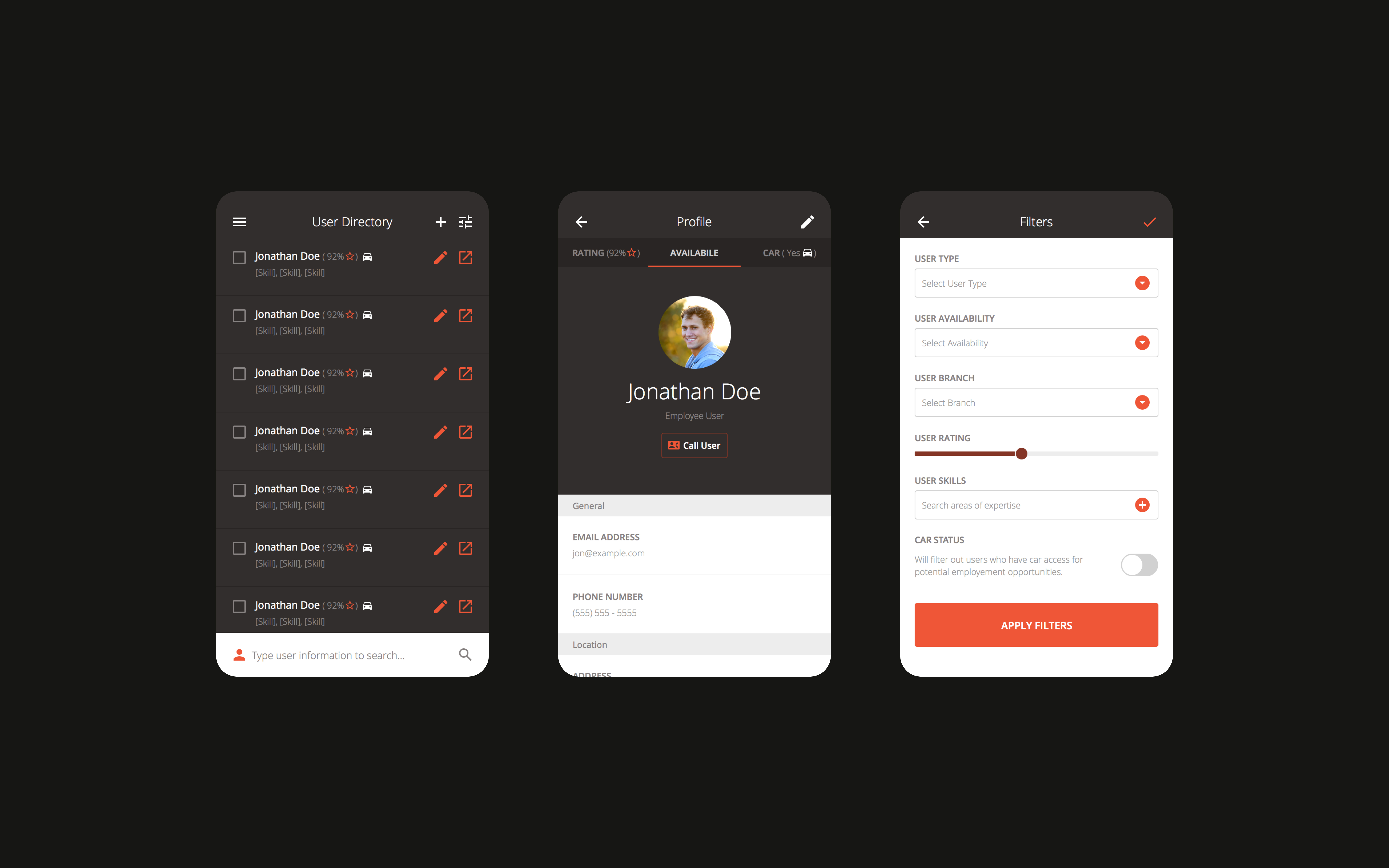 Laborworks Mobile Application UI Designs