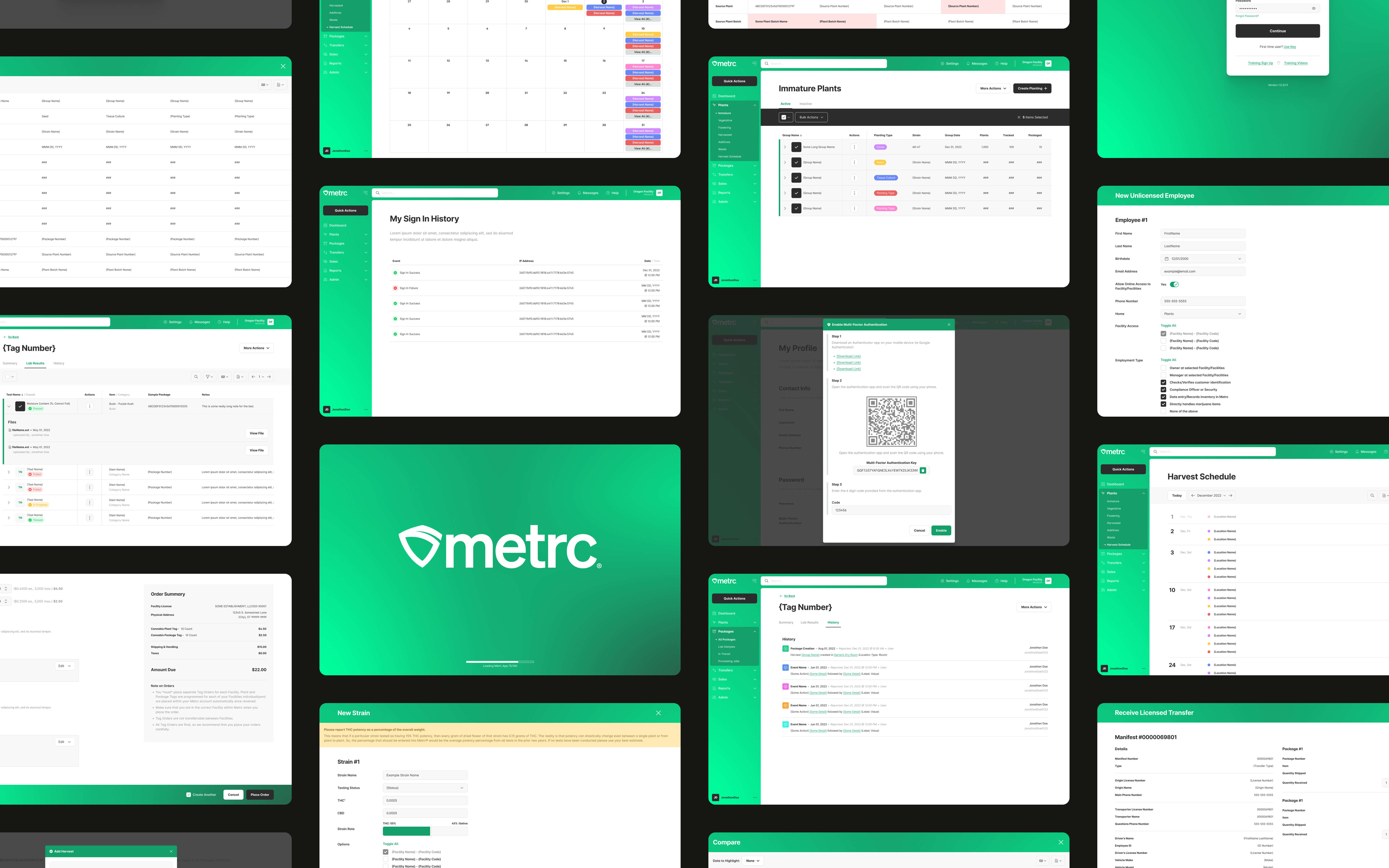 Metrc Desktop Web Application UI Designs