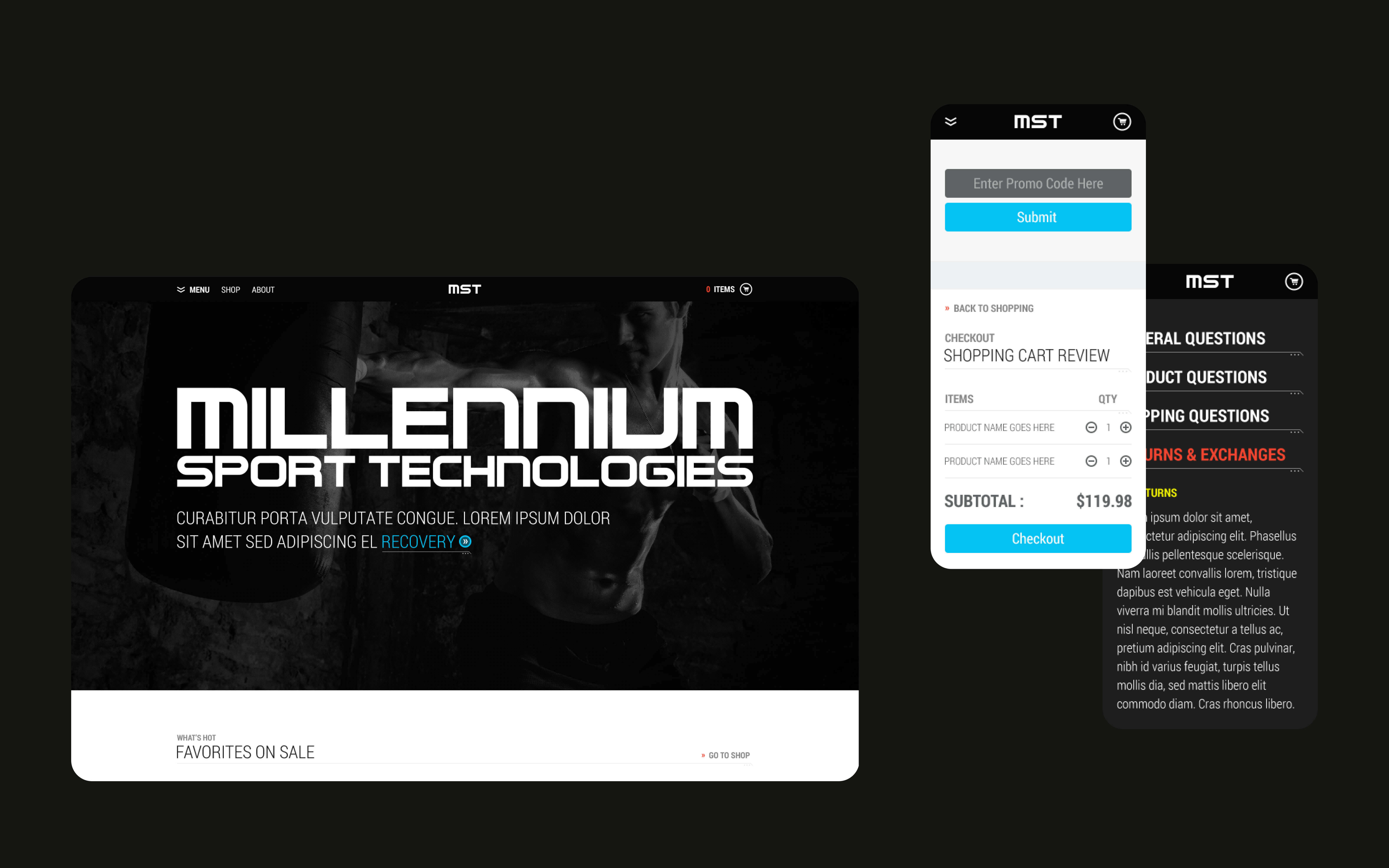 Millennium Sport Desktop & Mobile Website UI Designs