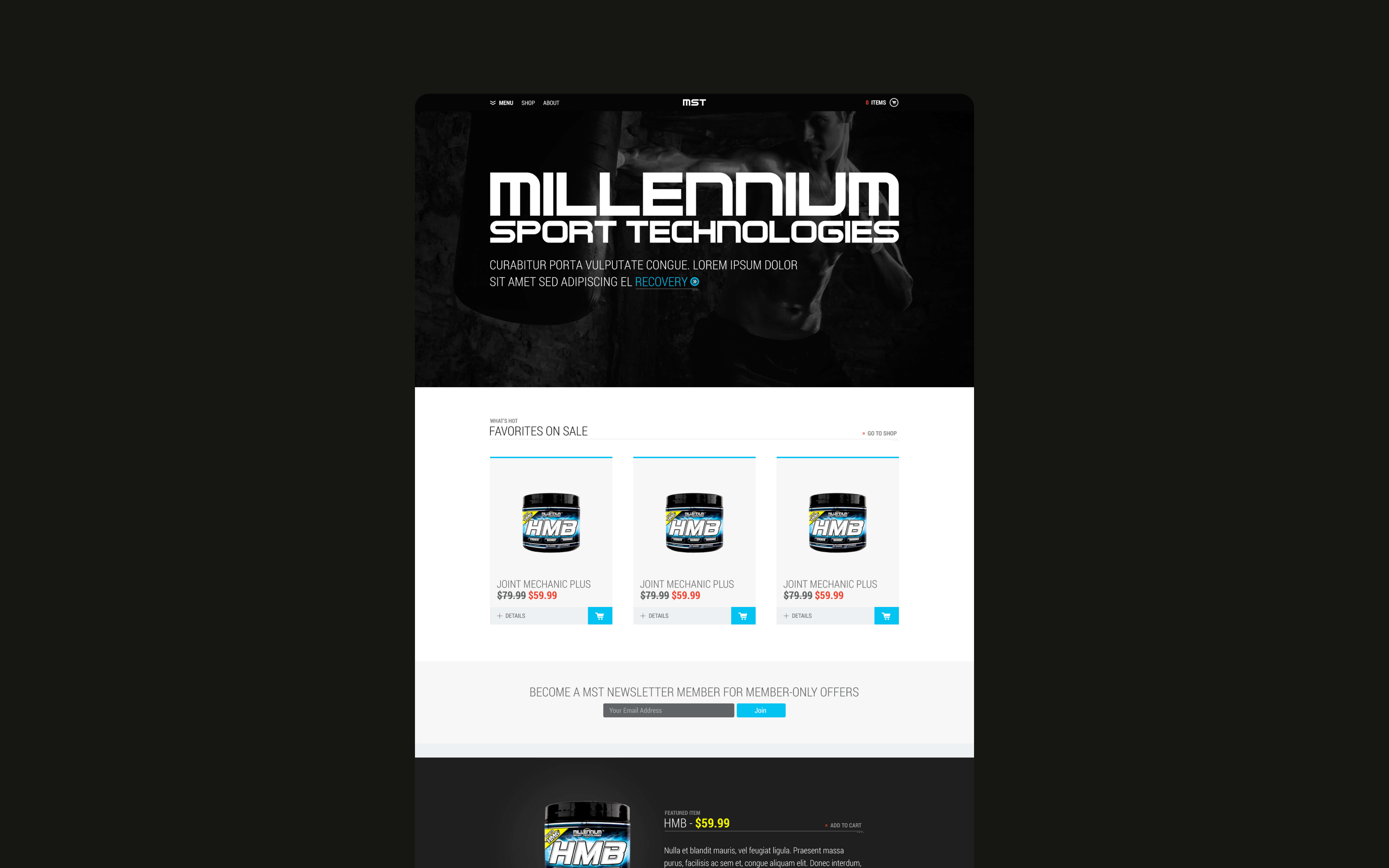 Millennium Sport Desktop Website UI Design