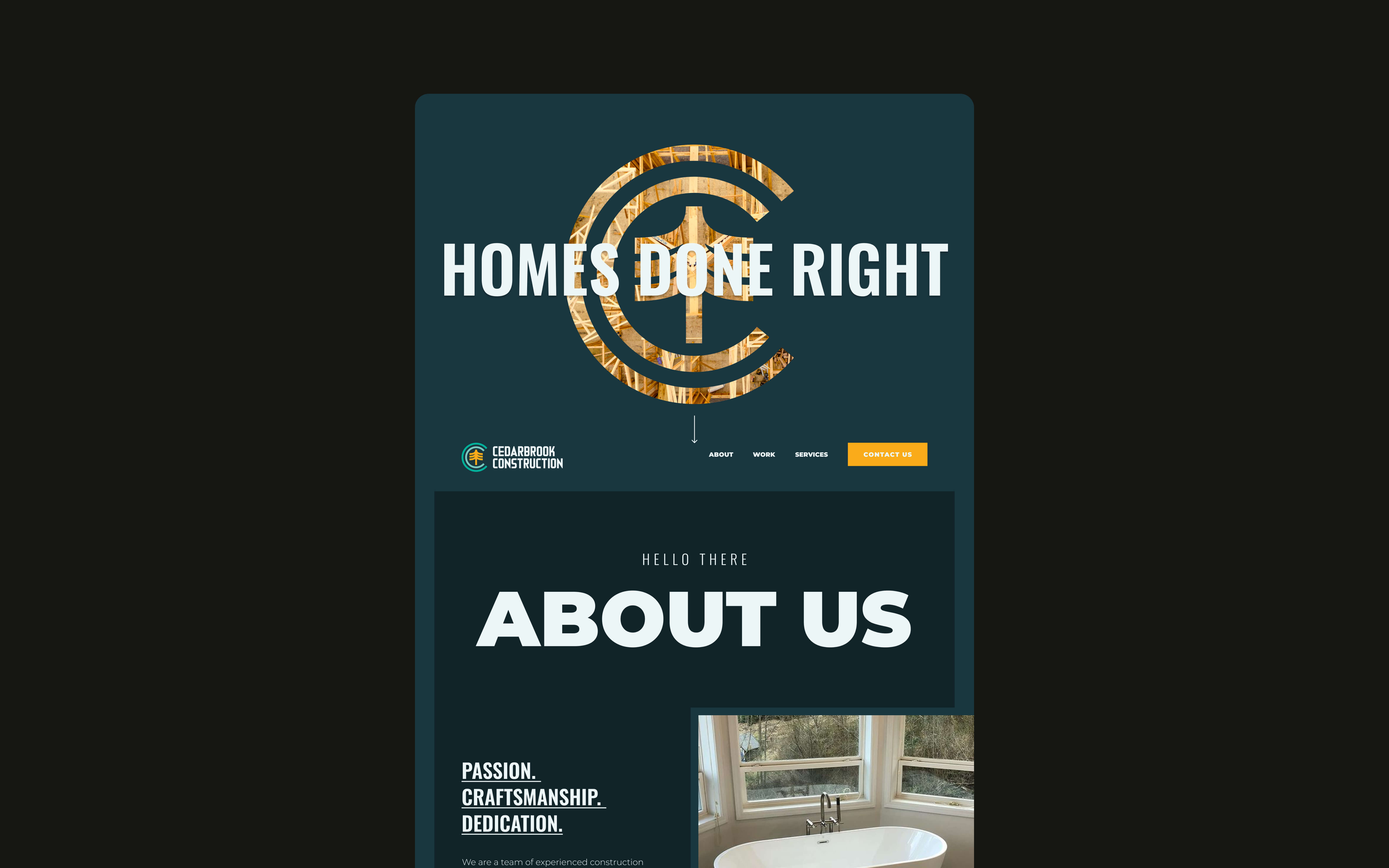 Cedarbrook Construction Desktop Website UI Designs