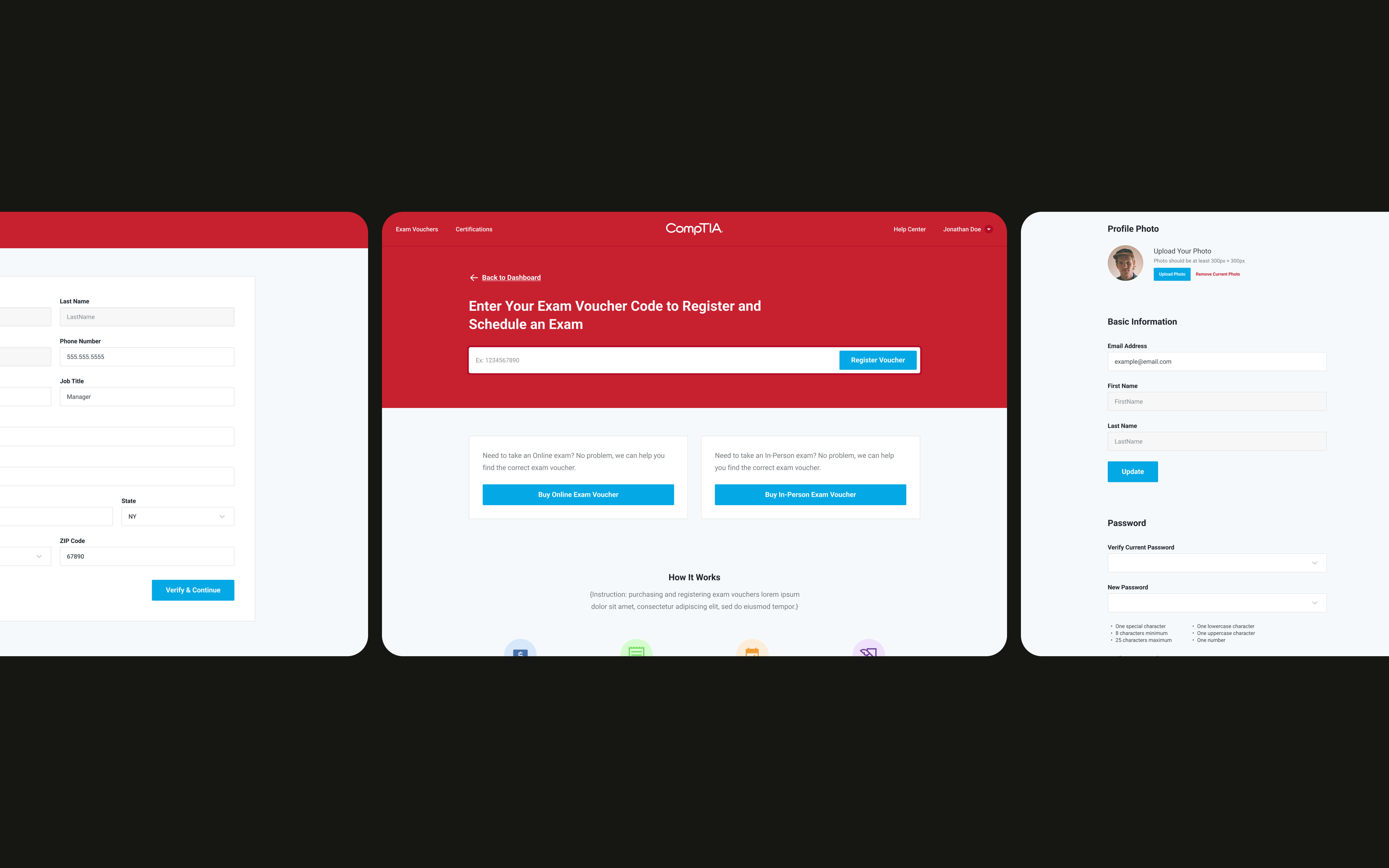 CompTIA Desktop Website UI Designs