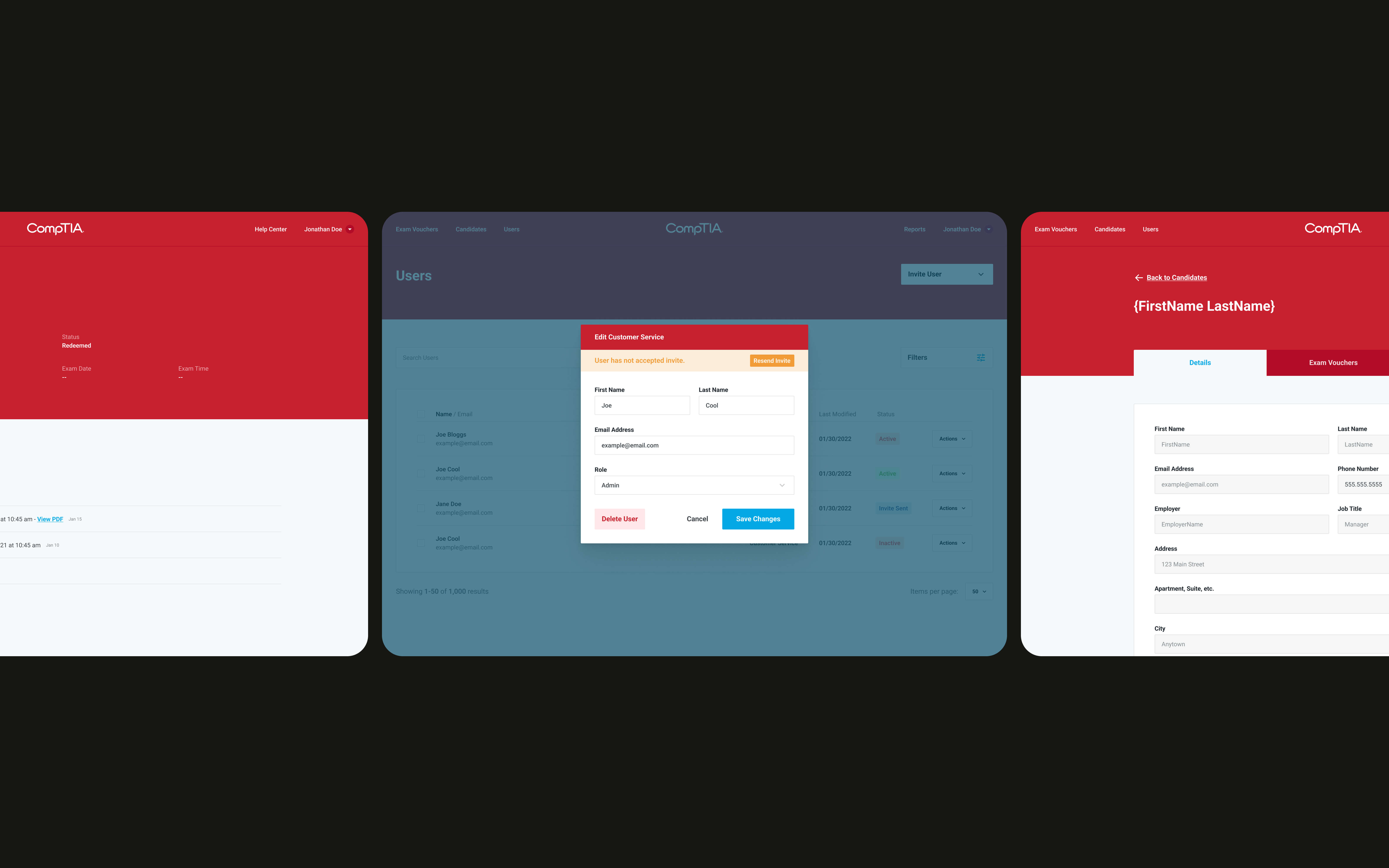 CompTIA Desktop Website UI Designs