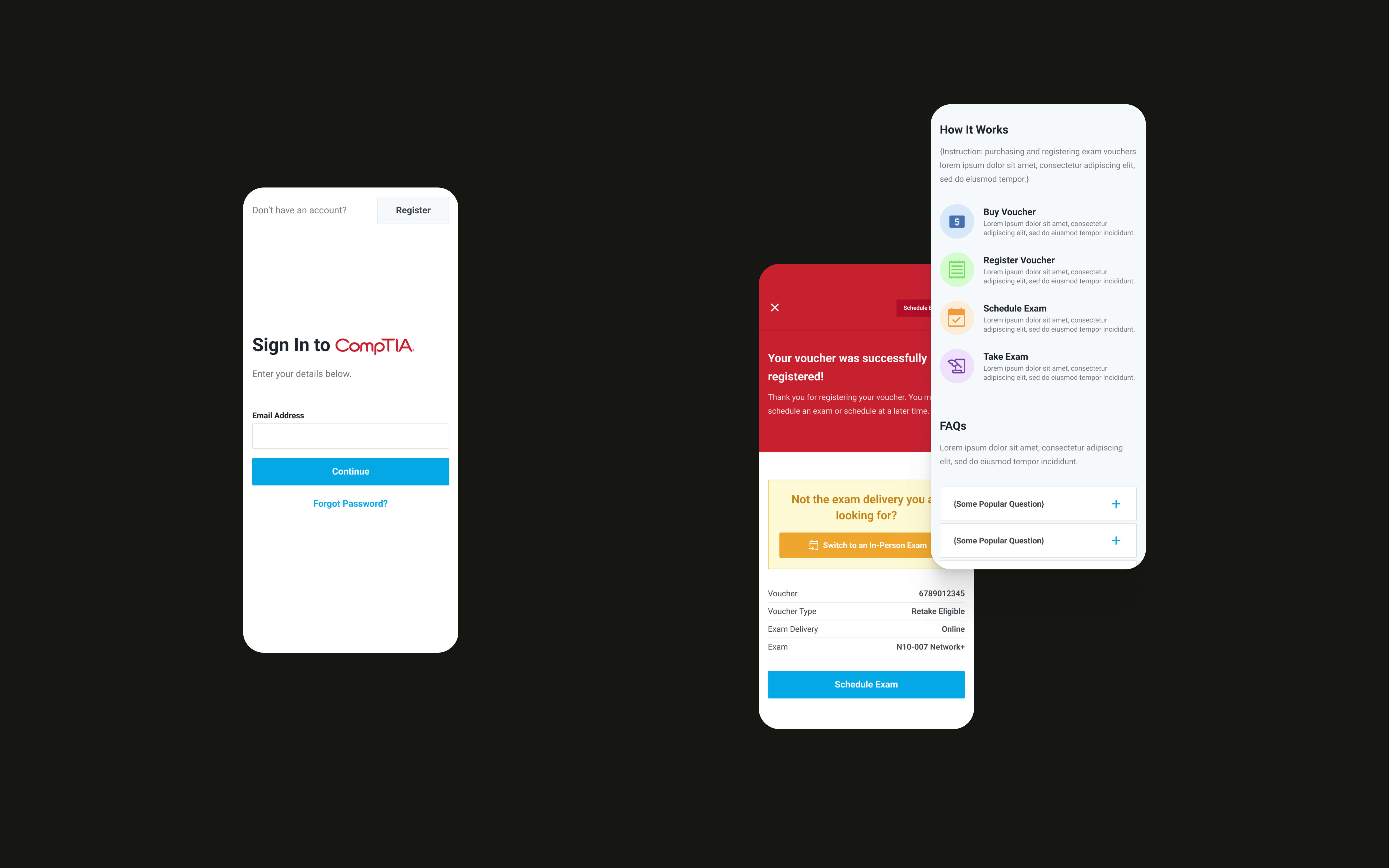 CompTIA Mobile Website UI Designs