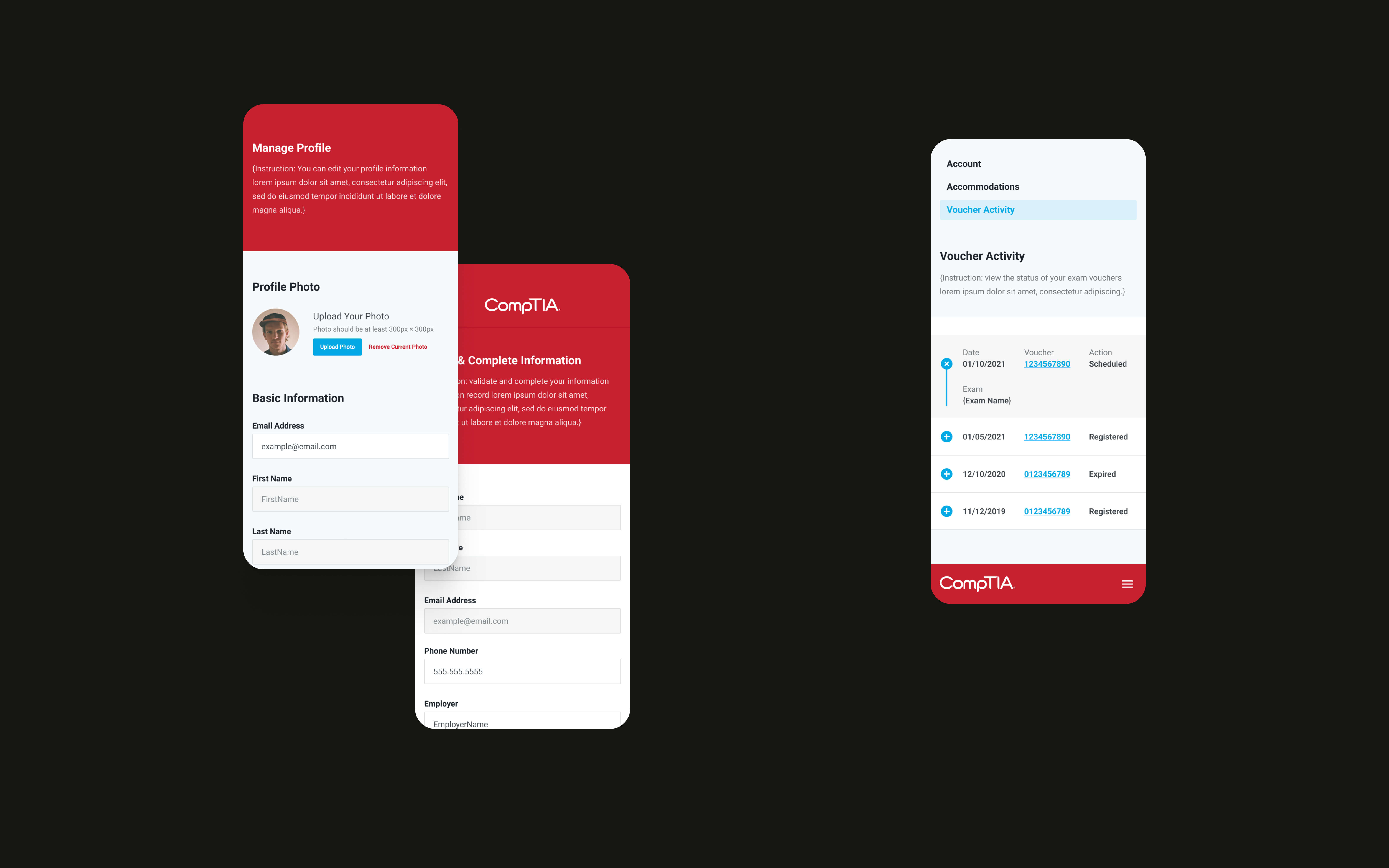 CompTIA Mobile Website UI Designs