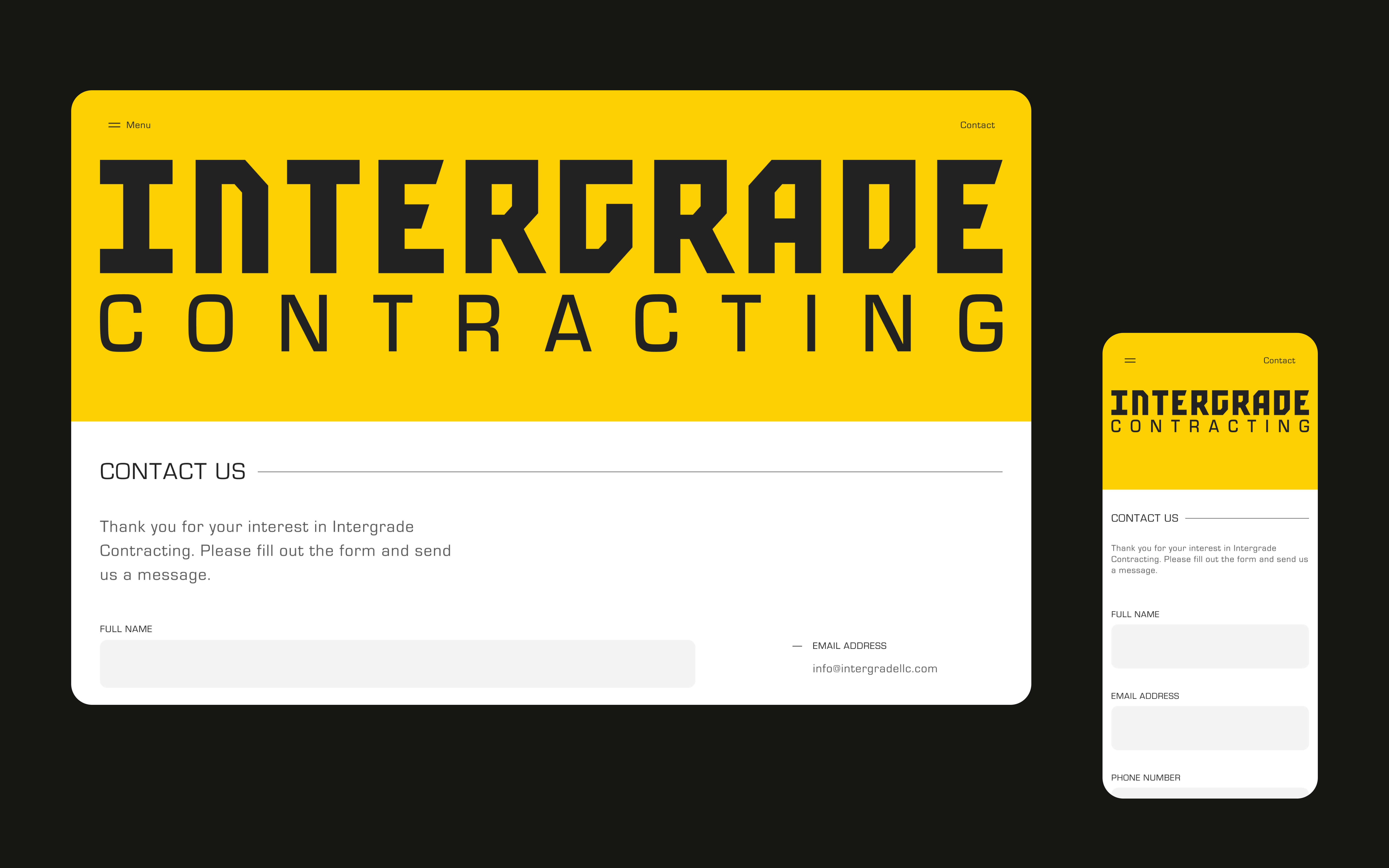 Intergrade Mobile & Desktop Website UI Designs