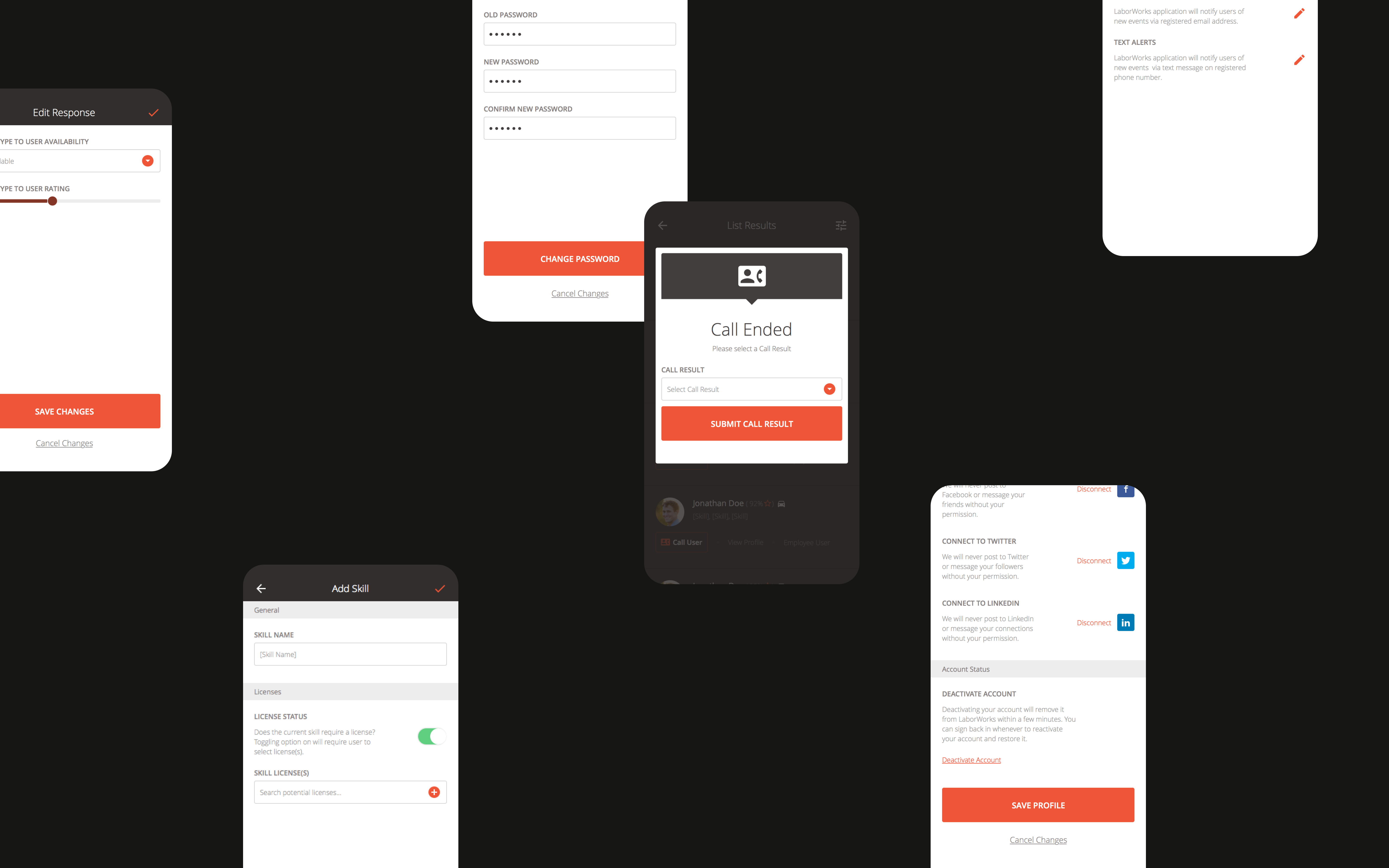 Laborworks Mobile Application UI Designs