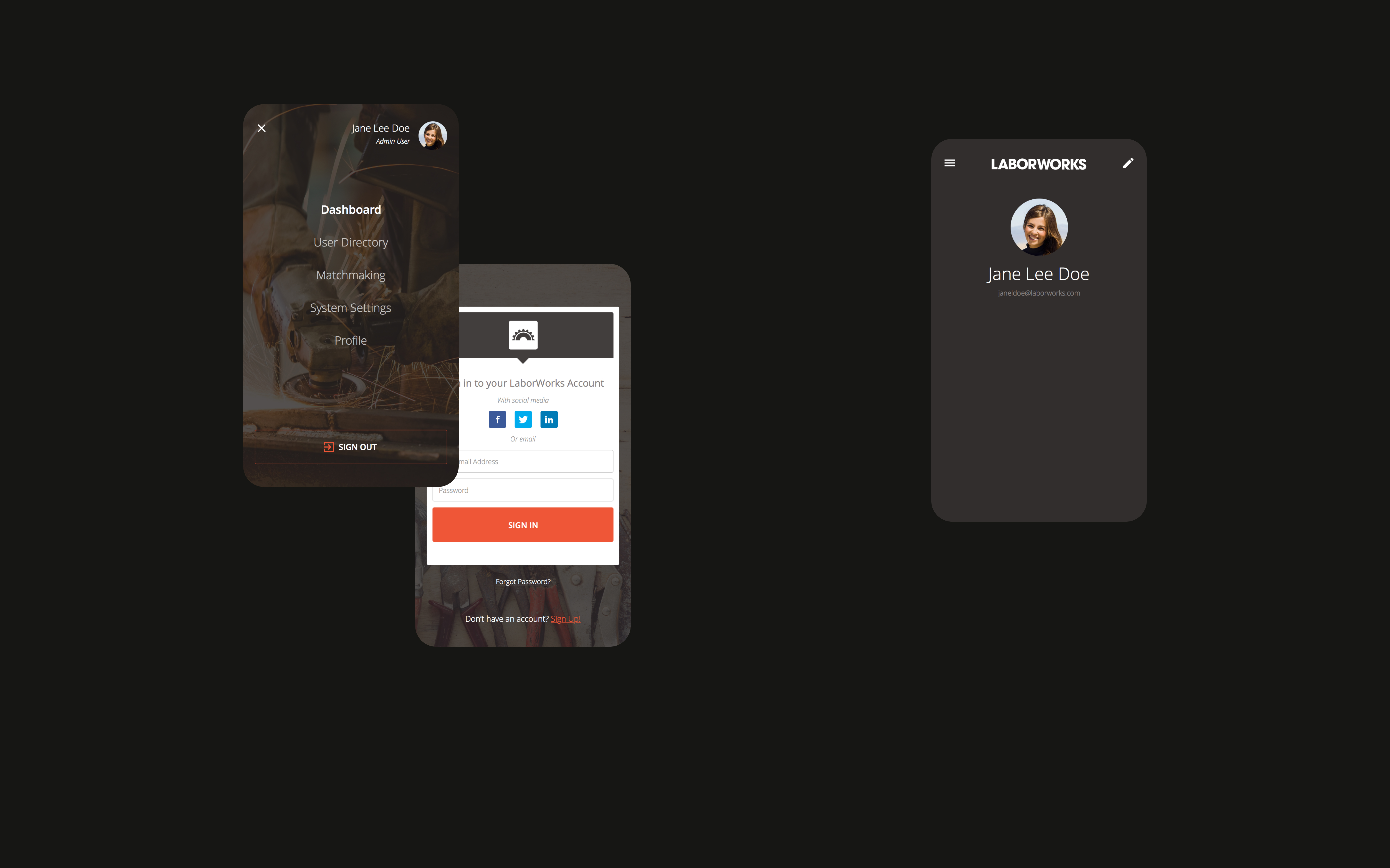 Laborworks Mobile Application UI Designs