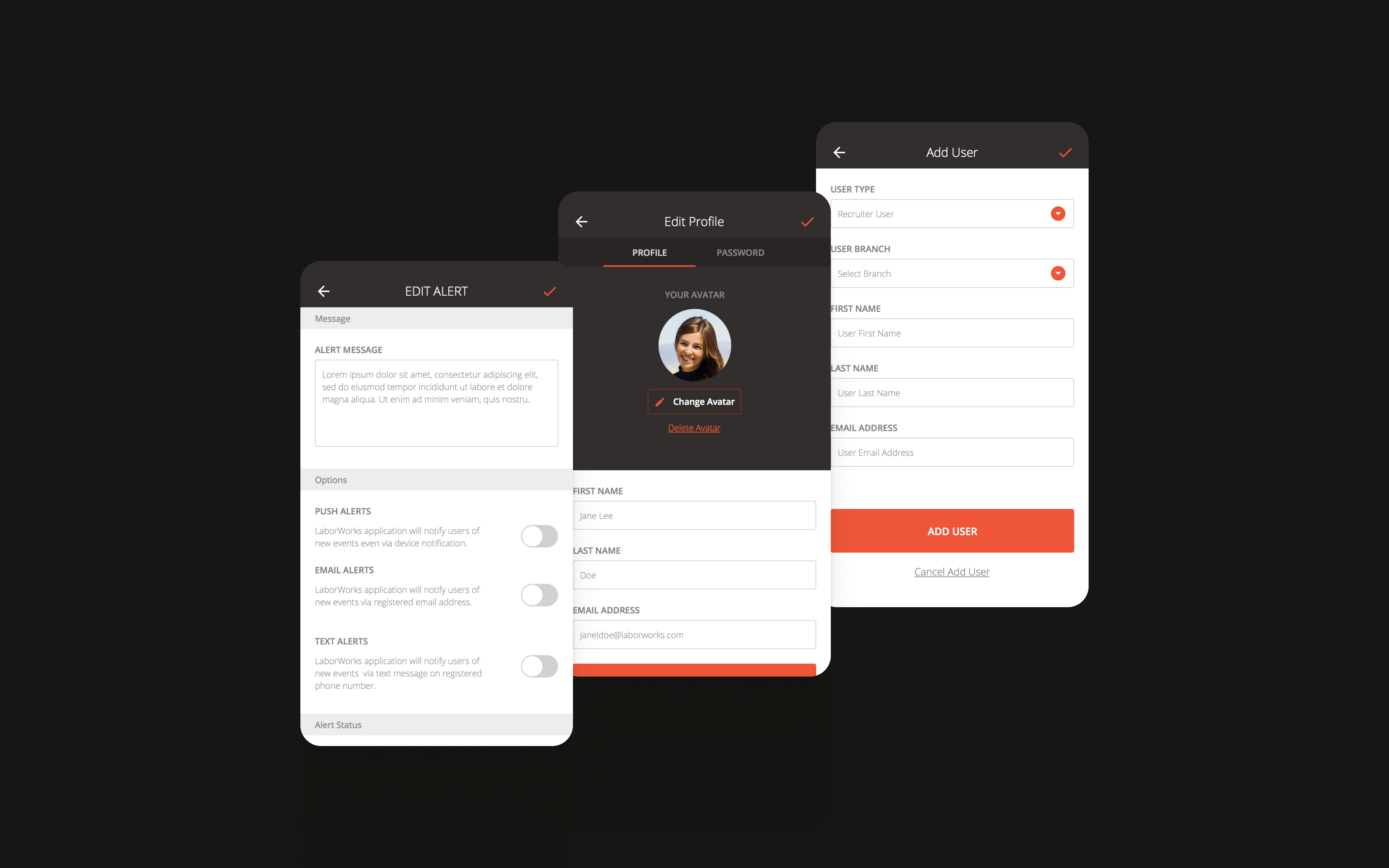 Laborworks Mobile Application UI Designs