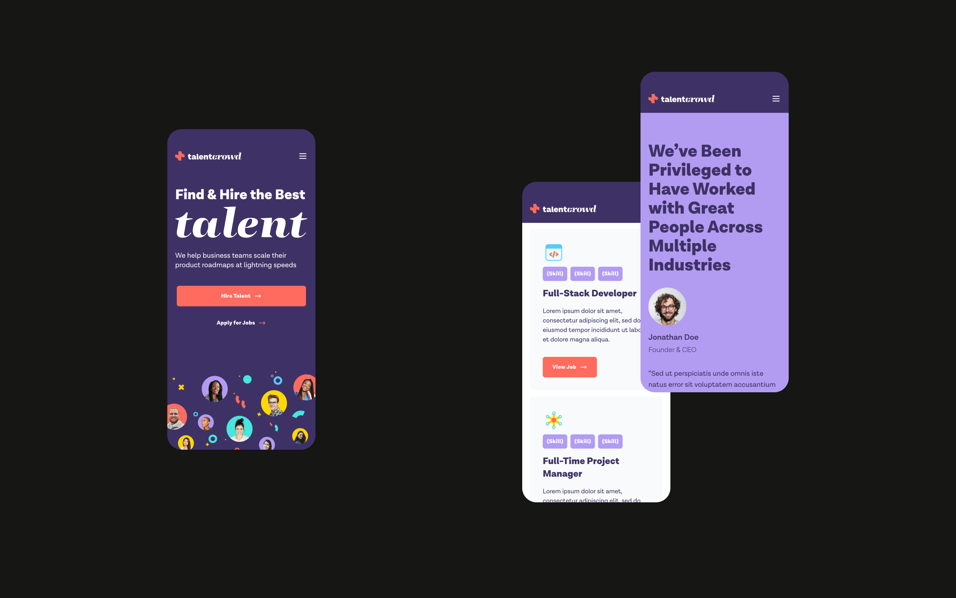 Talentcrowd Mobile Website UI Designs